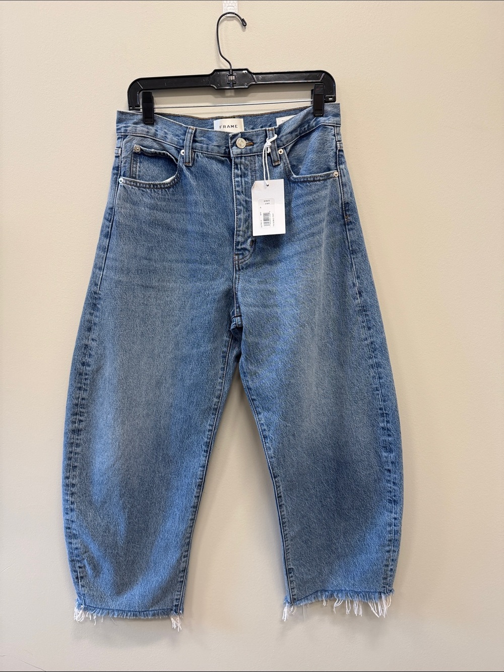 Frame The Bubble Crop Jeans Size 28 NWT Rapture Raw Fray - Picture 3 of 8